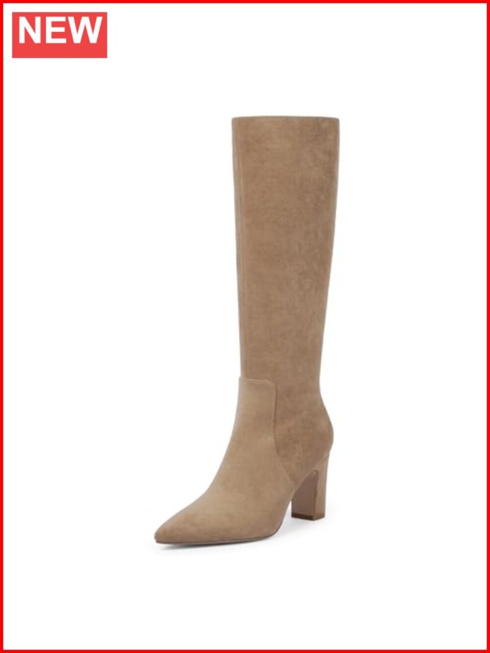 Knee High Boots Pointed Toe Chunky Heel Faux Leather Women's Tall Boots